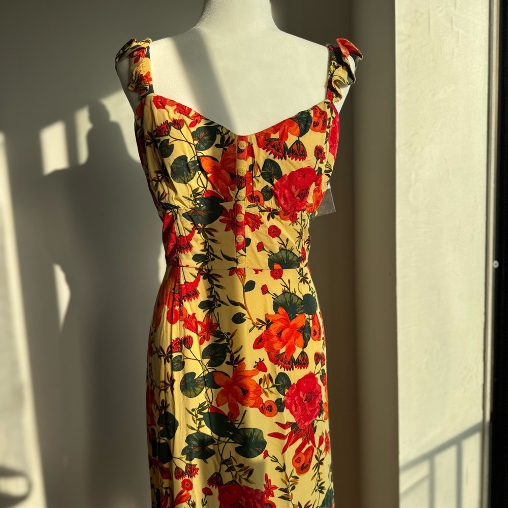 NWT CHELSEA28 Ruffle Midi Dress Layered Floral Ankle Length Boho Cottagecore L - Picture 3 of 15
